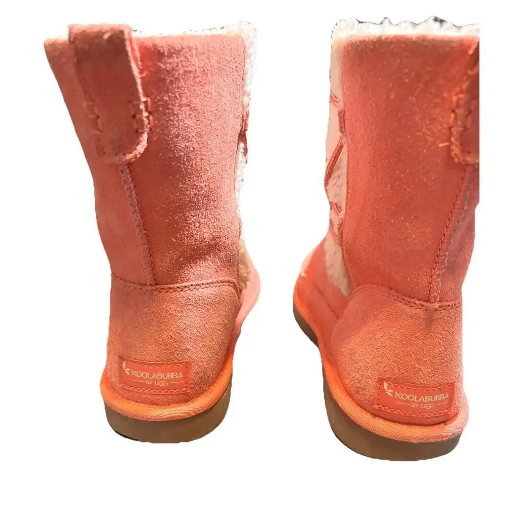 Koolaburra By Ugg Girls Youth Sz 5 Michon Short Boots Coral Pink Suede